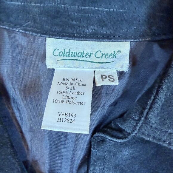 Vtg Coldwater Creek PS 100% Suede Leather Jacket Black Goth Grunge Dark Biker - Picture 5 of 6